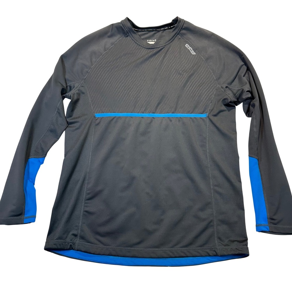 Hind Running Shirt Mens‎ Large Grey Blue Long Sleeve Performance Athletic Train